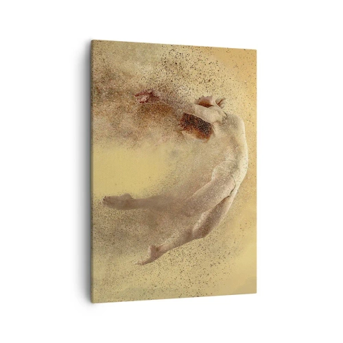 Bild auf Leinwand - Leinwandbild - Eine Figur in dynamischer Bewegung mit zerfallendem Effekt - 50x70cm - In tanzender Ekstase - Moderne Wanddekoration für Wohnzimmer und Schlafzimmer ARTTOR