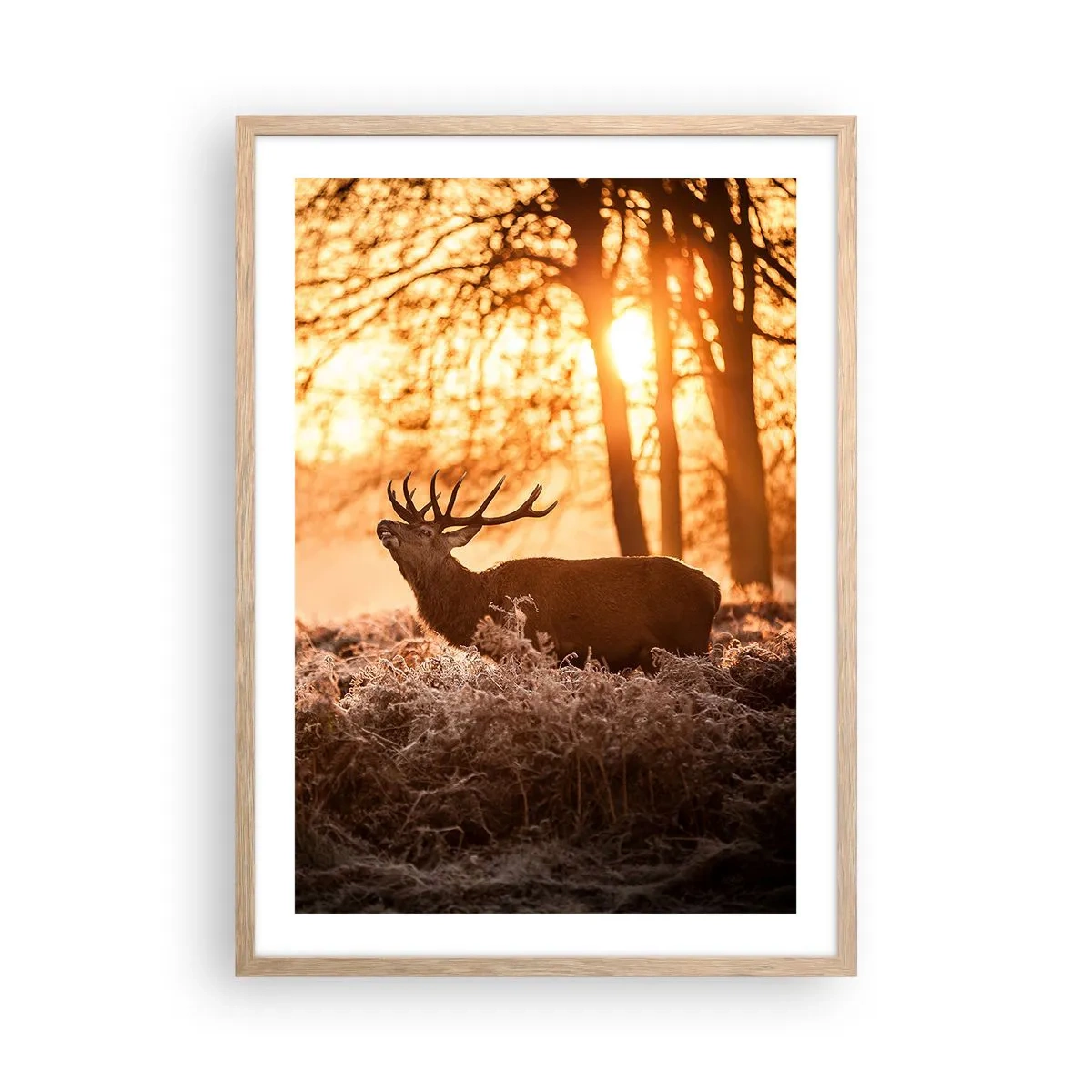 Poster in einem Rahmen aus heller Eiche - Der Traum eines Jägers - 50x70 cm