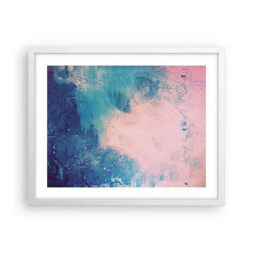 Poster in einem weißen Rahmen - Himmelsblaue Umarmungen - 50x40 cm