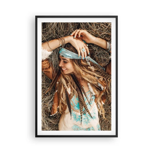 Poster in einem schwarzem Rahmen - Auf dem Weg in den Sommer der Liebe - 61x91 cm