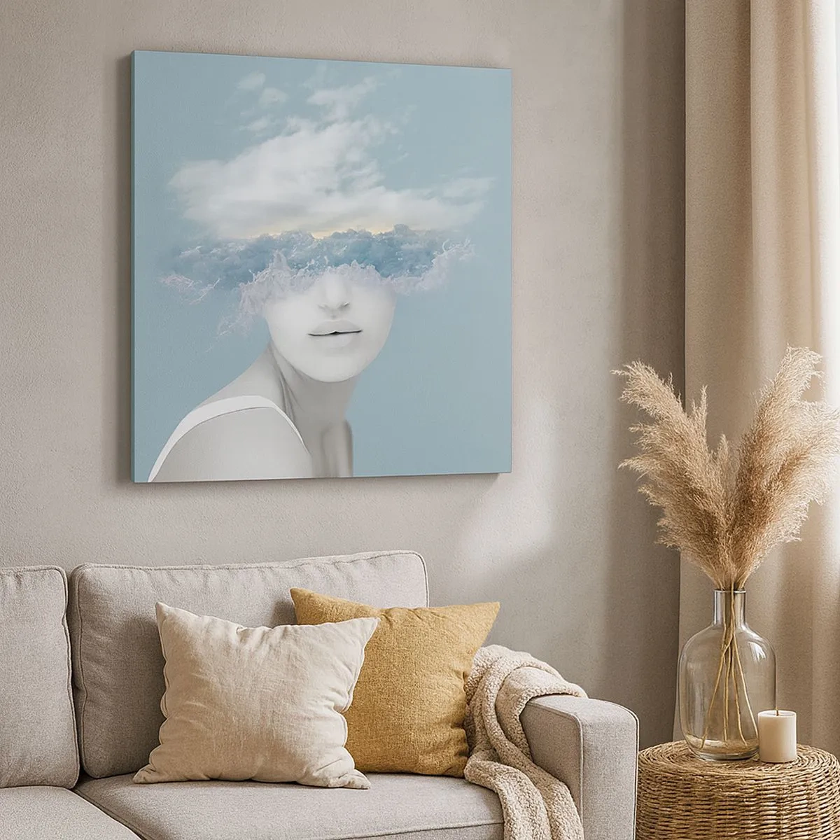 Bild auf Leinwand - Leinwandbild - Mit dem Kopf in den Wolken - 30x30 cm