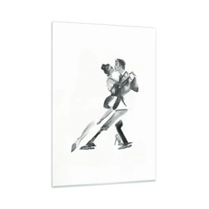Glasbild - Bild auf glas - Ein Paar tanzt Tango in Schwarz-Weiß-Aquarell - 50x70cm - In einem Schlag - Moderne Wanddekoration für Wohnzimmer und Schlafzimmer ARTTOR