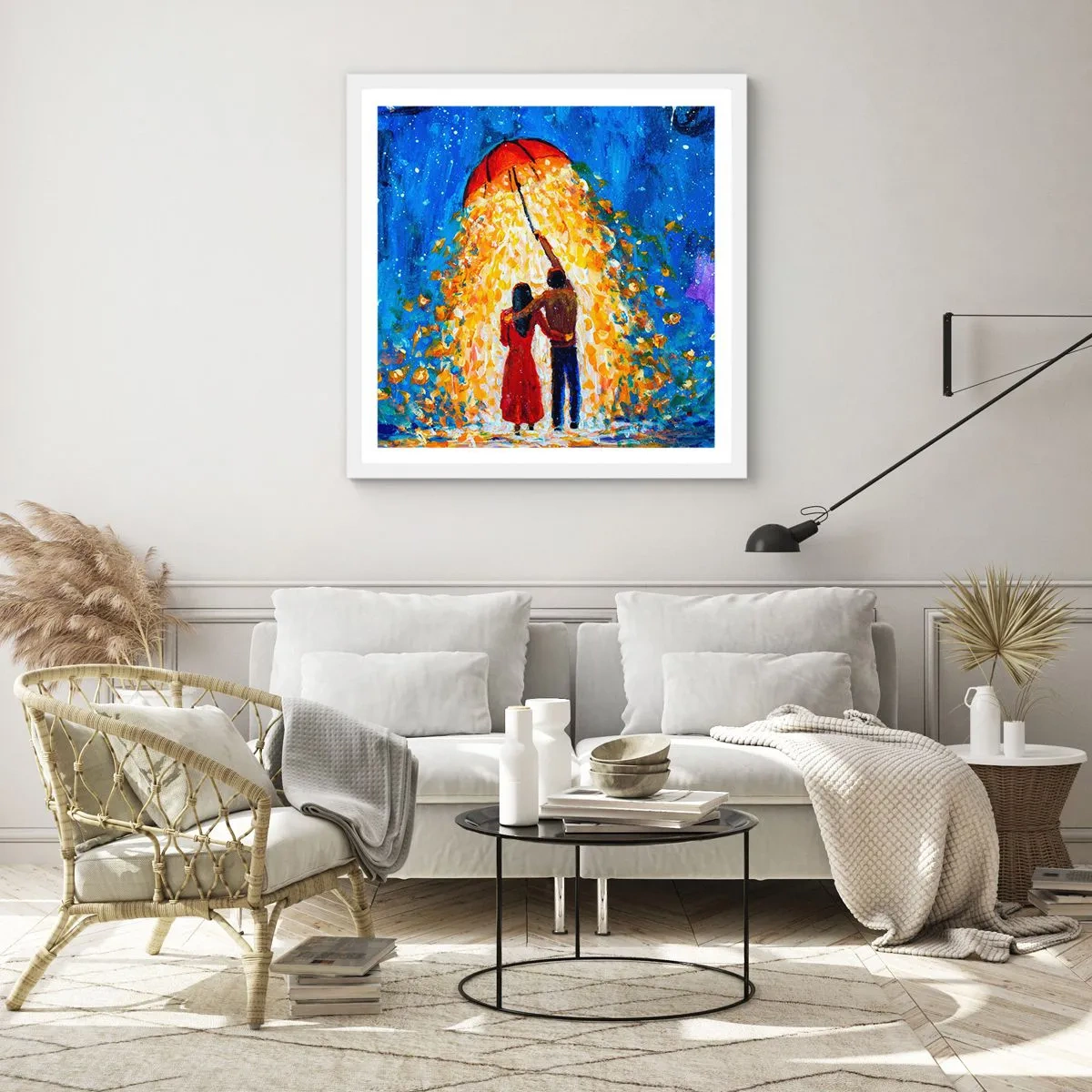 Poster in einem weißen Rahmen - Zauber eines Regenabends? - 60x60 cm