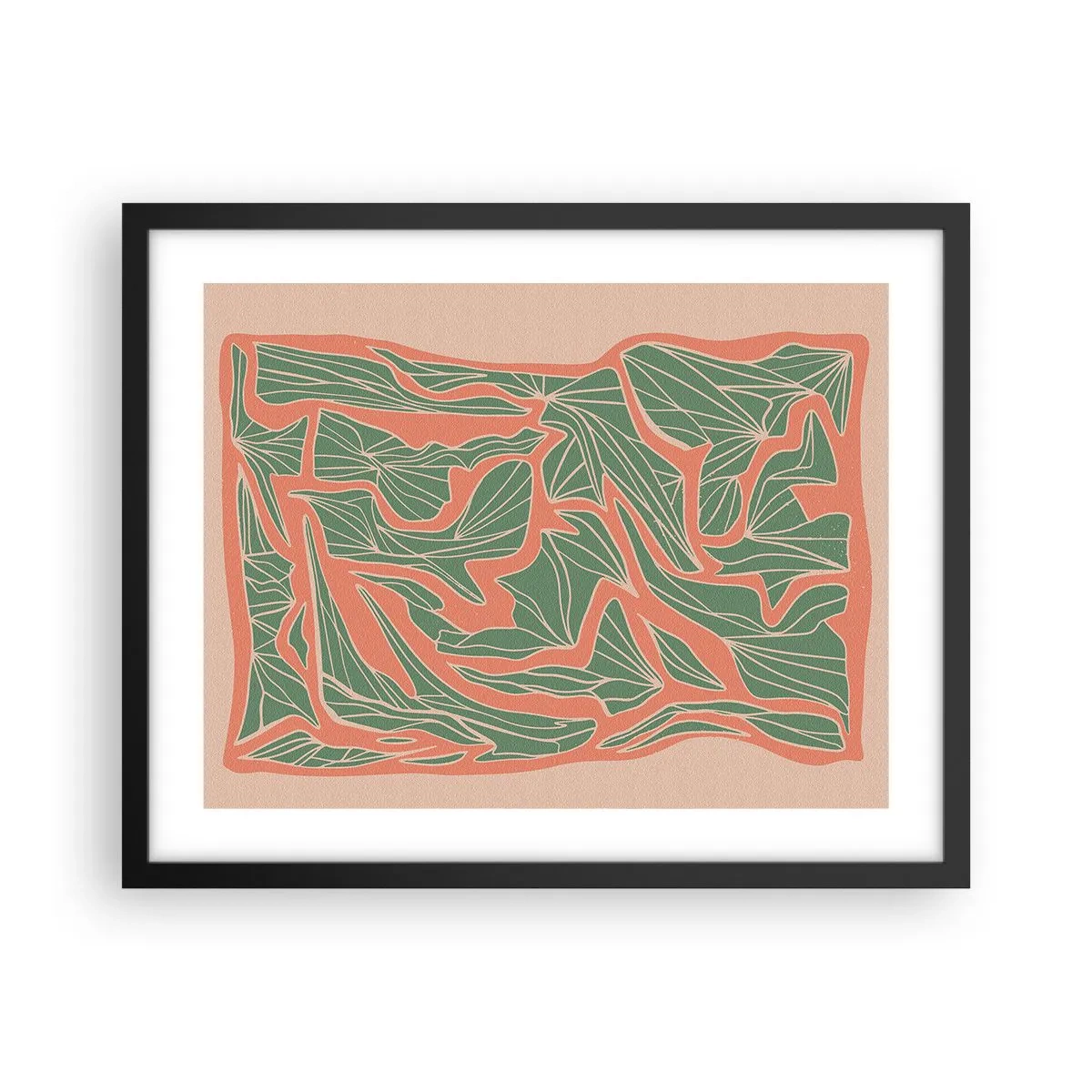 Poster in einem schwarzem Rahmen - Kampf zwischen Korallen und Grün - 50x40 cm