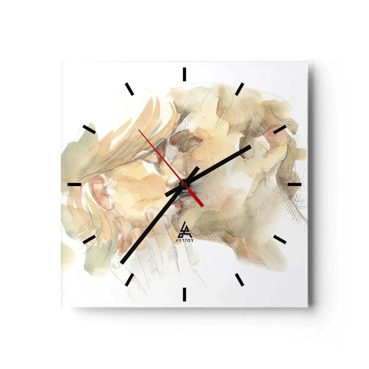 Wanduhr - Glasuhr - Hälfte gefunden? - 40x40 cm
