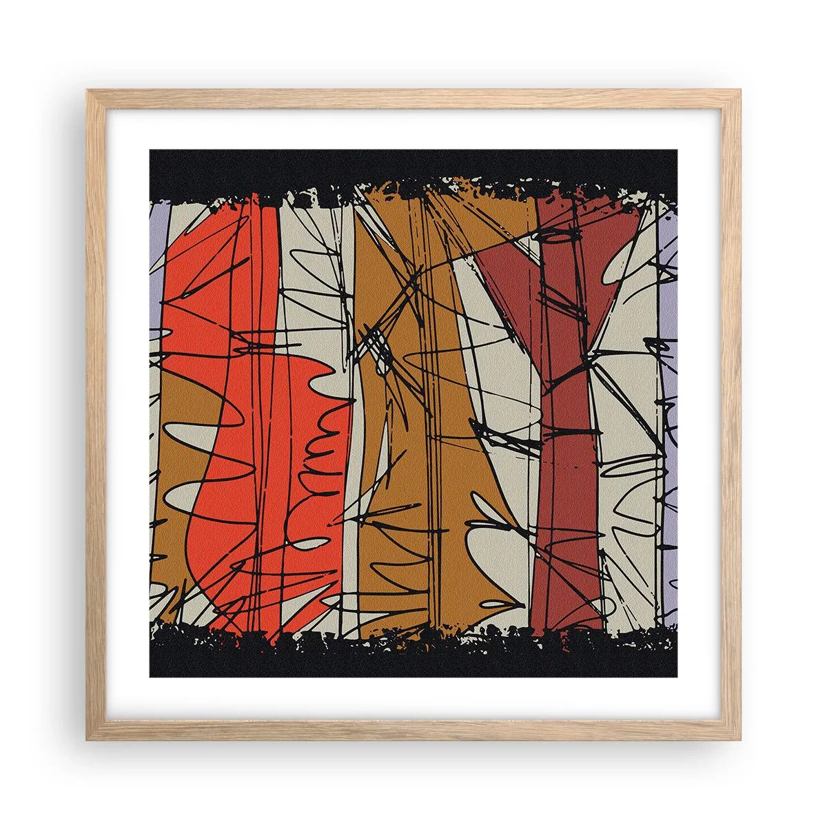 Poster in einem Rahmen aus heller Eiche - Spontane Komposition - 50x50 cm