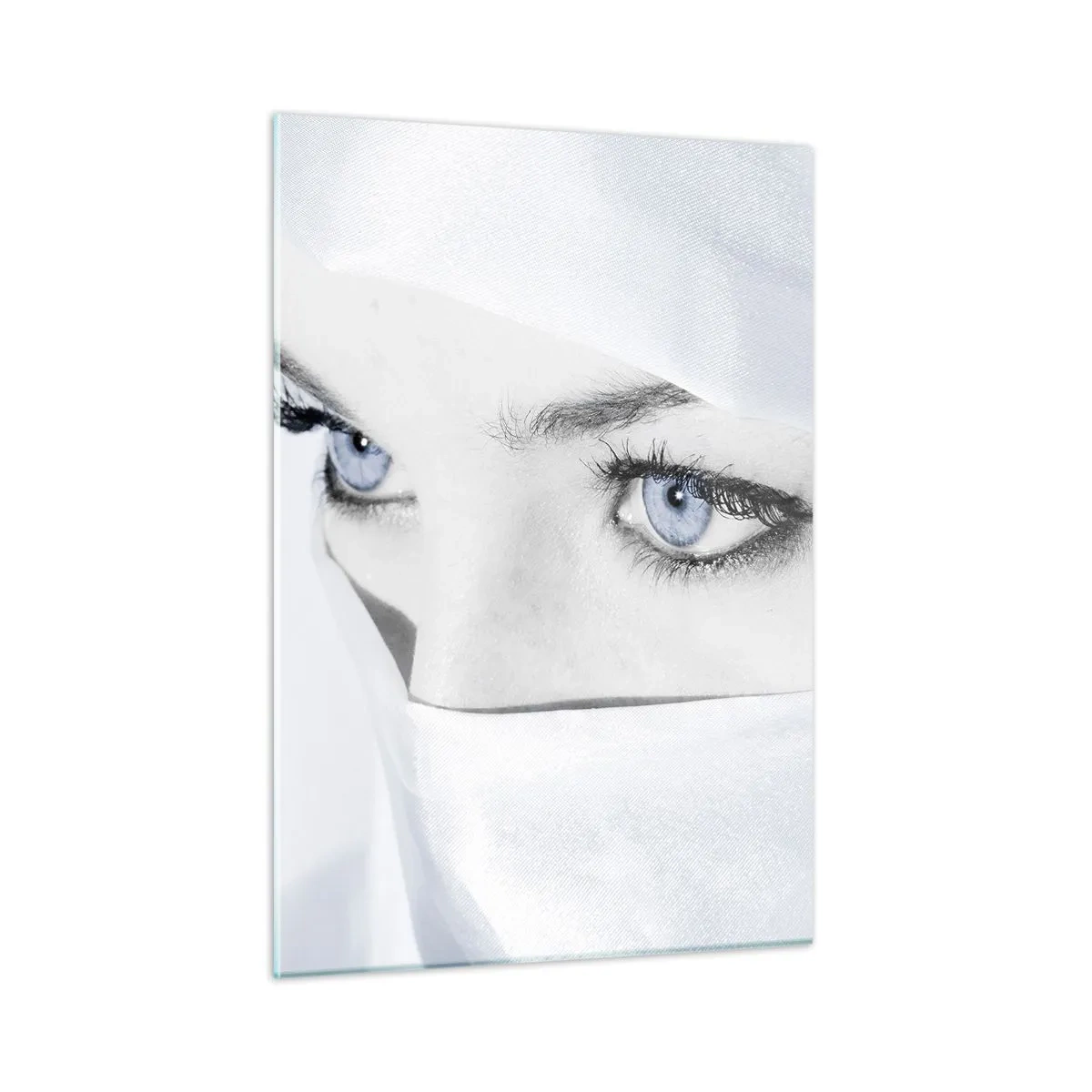 Glasbild - Bild auf glas - Ein subtiles Porträt mit ausdrucksstarken blauen Augen - 50x70cm - Aus Tausendundeiner Nacht - Moderne Wanddekoration für Wohnzimmer und Schlafzimmer ARTTOR
