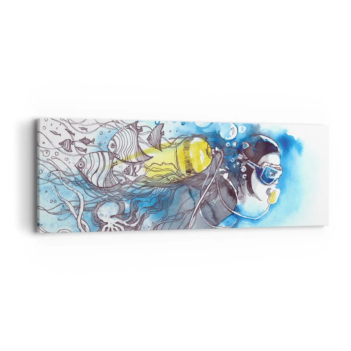 Bild auf Leinwand - Leinwandbild - Tolles Blau - 90x30 cm