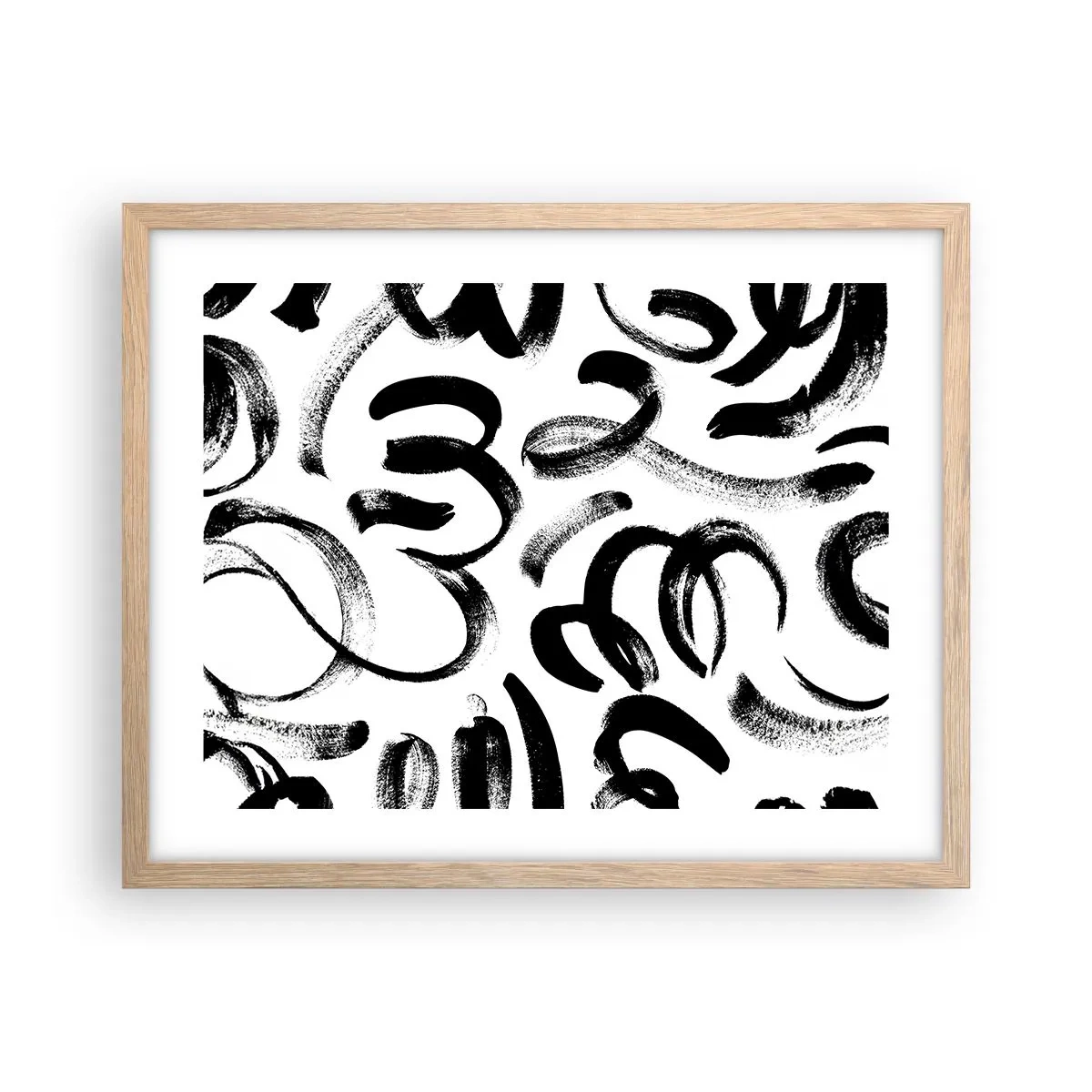 Poster in einem Rahmen aus heller Eiche - Schwarz auf Weiß - 50x40 cm