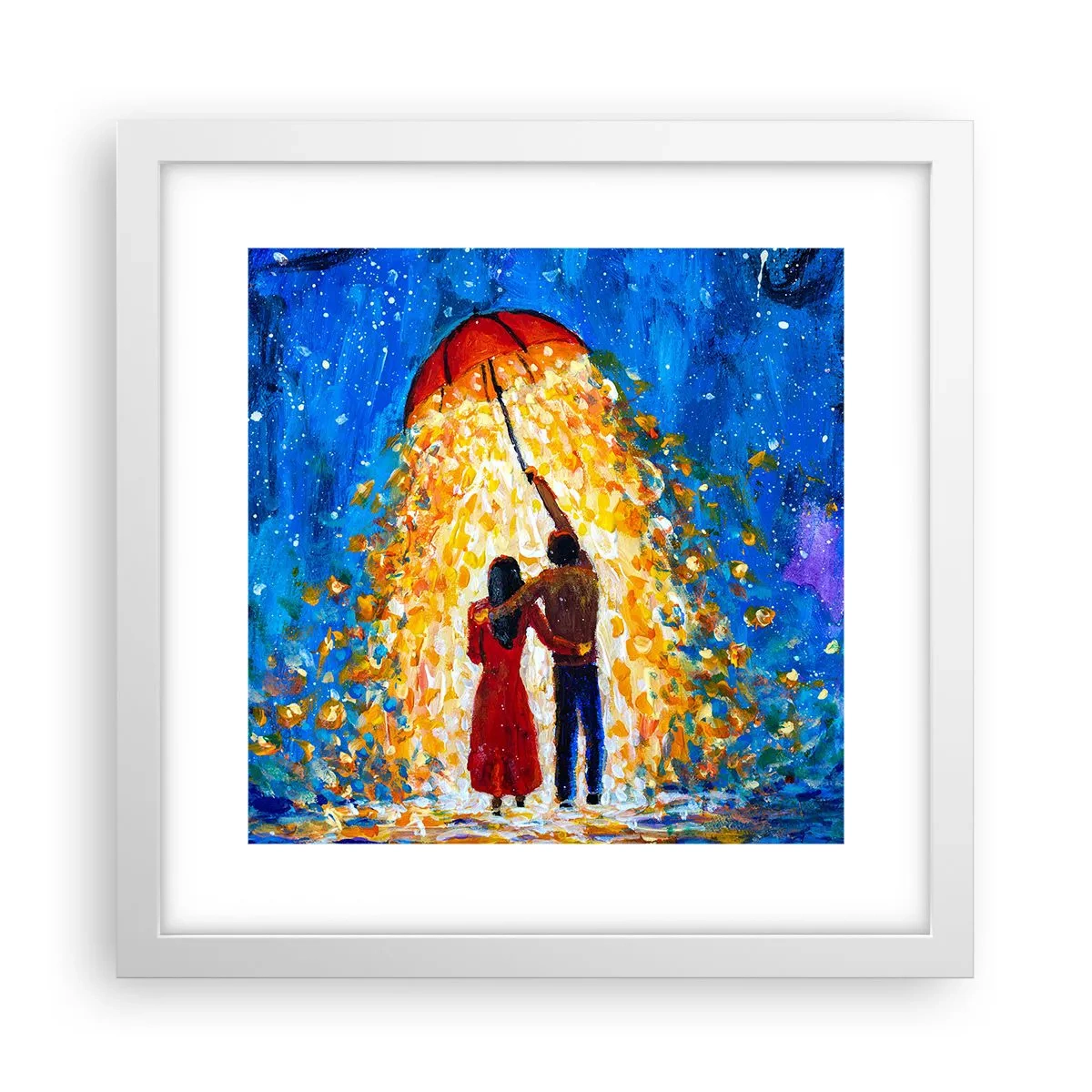 Poster in einem weißen Rahmen - Zauber eines Regenabends? - 30x30 cm