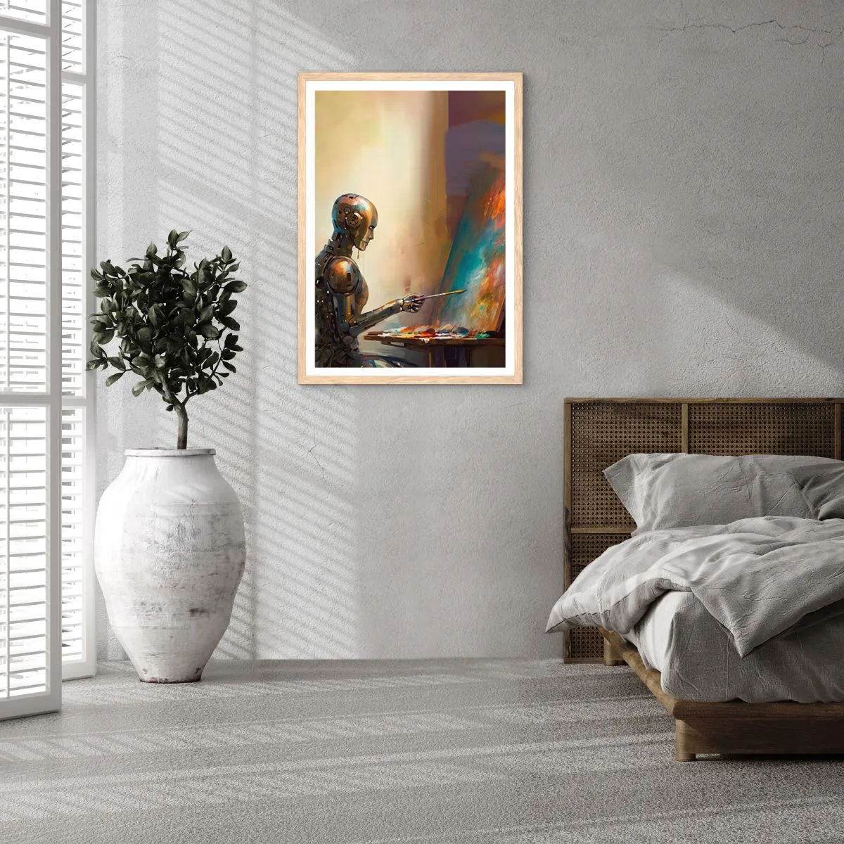Poster in einem Rahmen aus heller Eiche - Die Kunst der Zukunft - 40x50 cm