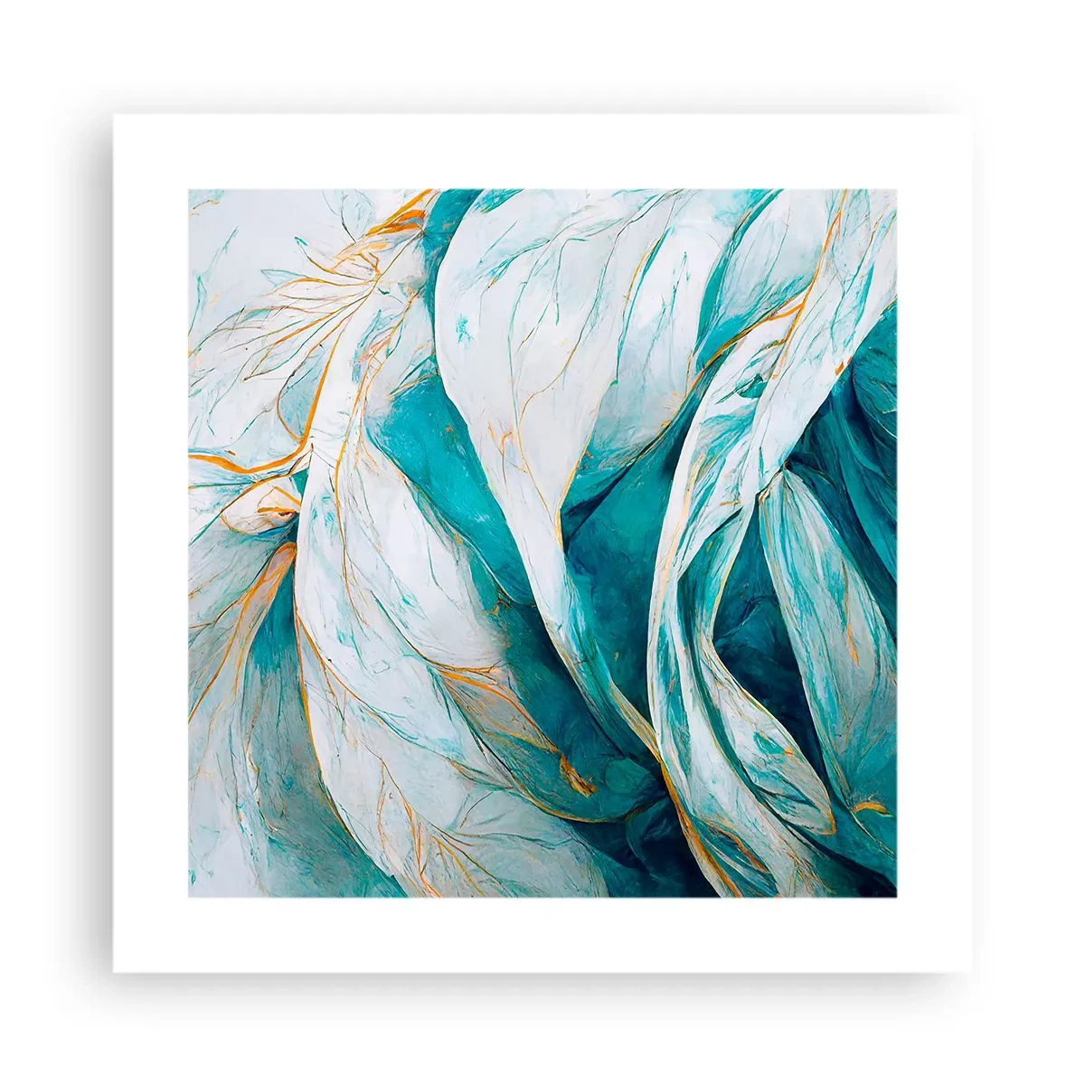 Poster - Blaue Abstraktion mit goldenem Motiv - 40x40 cm