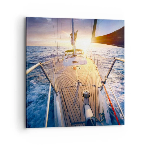 Bild auf Leinwand - Leinwandbild - Laufen unter den Wellen - 70x70 cm