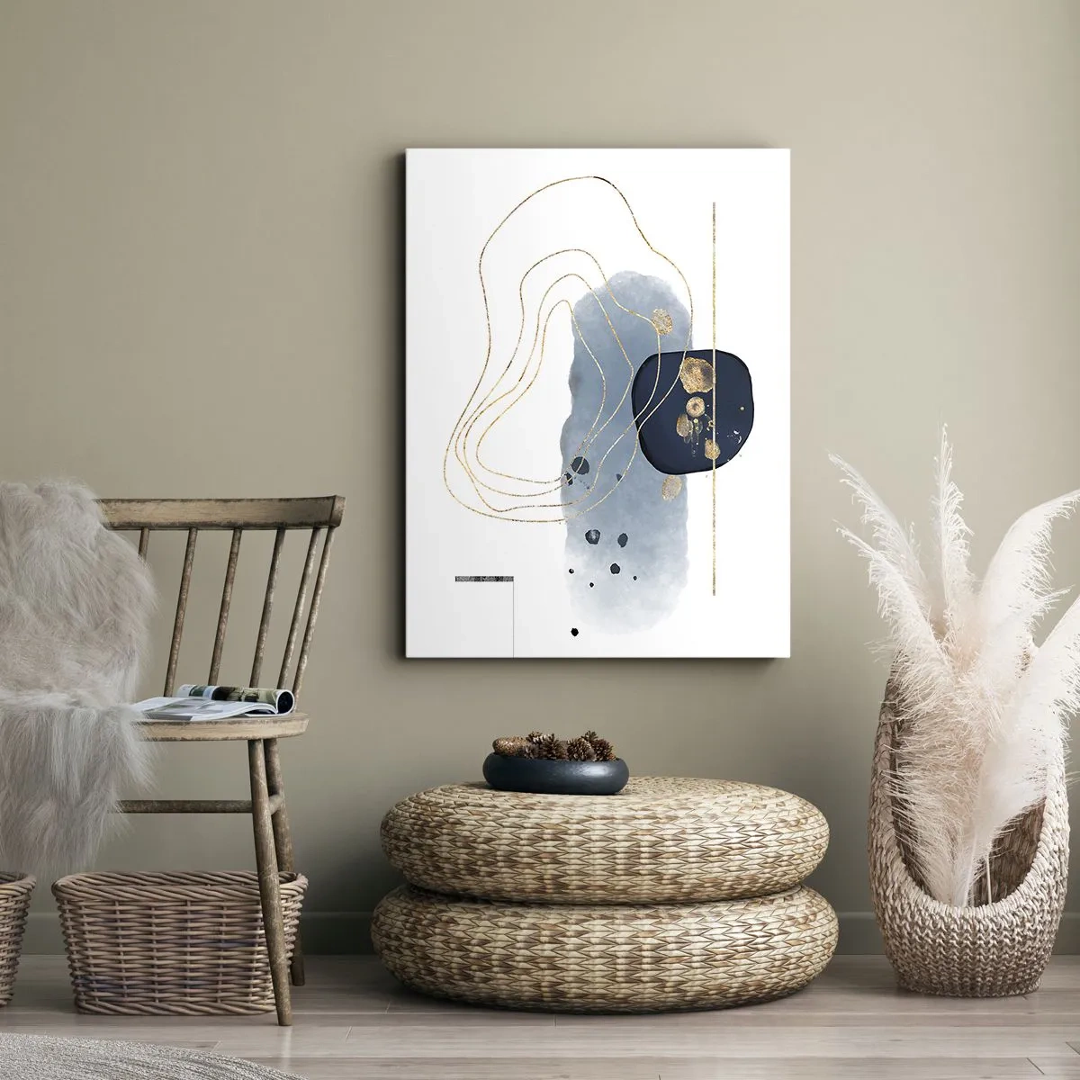 Bild auf Leinwand - Leinwandbild - Blau-goldene Fantasie - 45x80 cm