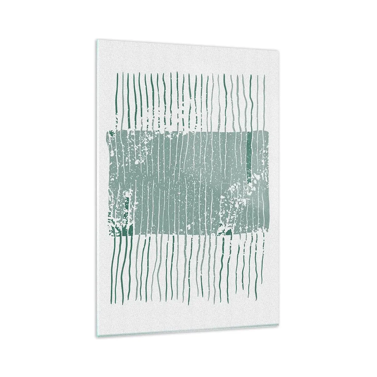 Glasbild - Bild auf glas - Geometrisches Muster in Meeresgrün- und Weißtönen - 80x120cm - Marine Abstraktion - Moderne Wanddekoration für Wohnzimmer und Schlafzimmer ARTTOR