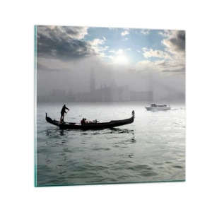 Glasbild - Bild auf glas - Eine fabelhafte Stadt aus Wasser und Nebel - 60x60 cm