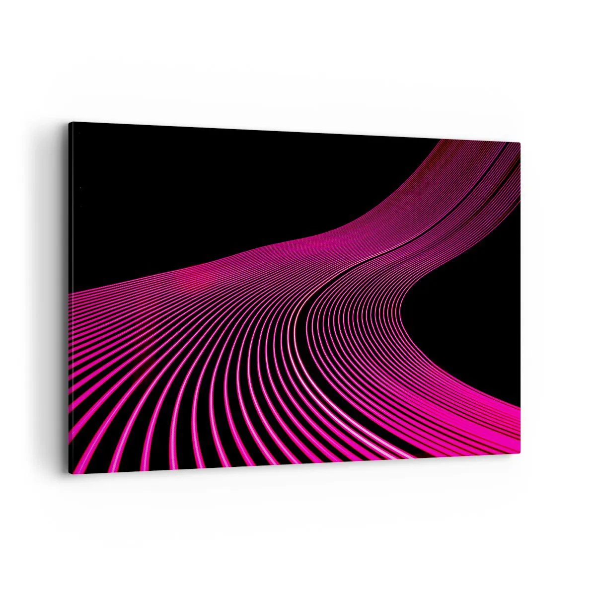 Bild auf Leinwand - Leinwandbild - Futuristische Linien in Rosatönen auf schwarzem Hintergrund - 120x80cm - Allee des Lichts - Moderne Wanddekoration für Wohnzimmer und Schlafzimmer ARTTOR
