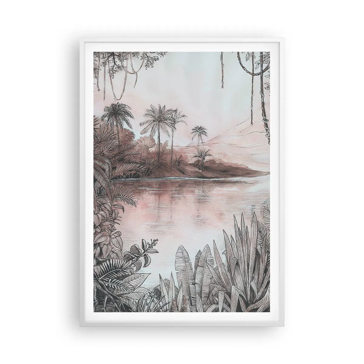Poster in einem weißen Rahmen - Tagebuch eines Entdeckers aus dem 19. Jahrhundert - 70x100 cm