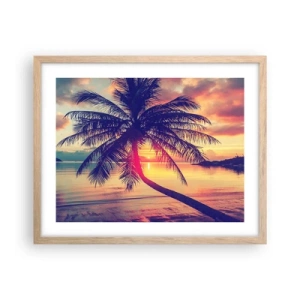Poster in einem Rahmen aus heller Eiche - Abend unter Palmen - 50x40 cm