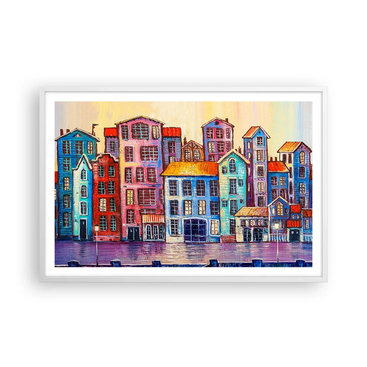 Poster in einem weißen Rahmen - Stadt wie aus einem Märchen - 91x61 cm