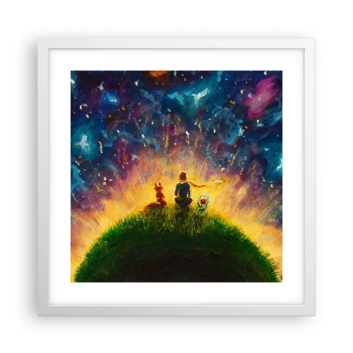 Poster in einem weißen Rahmen - Liebe und Freundschaft - die ganze Welt - 40x40 cm