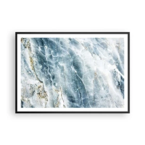 Poster in einem schwarzem Rahmen - Marmorstruktur in Blau- und Weißtönen - 100x70cm - Eiswelt - Moderne Wanddekoration für Wohnzimmer und Schlafzimmer ARTTOR