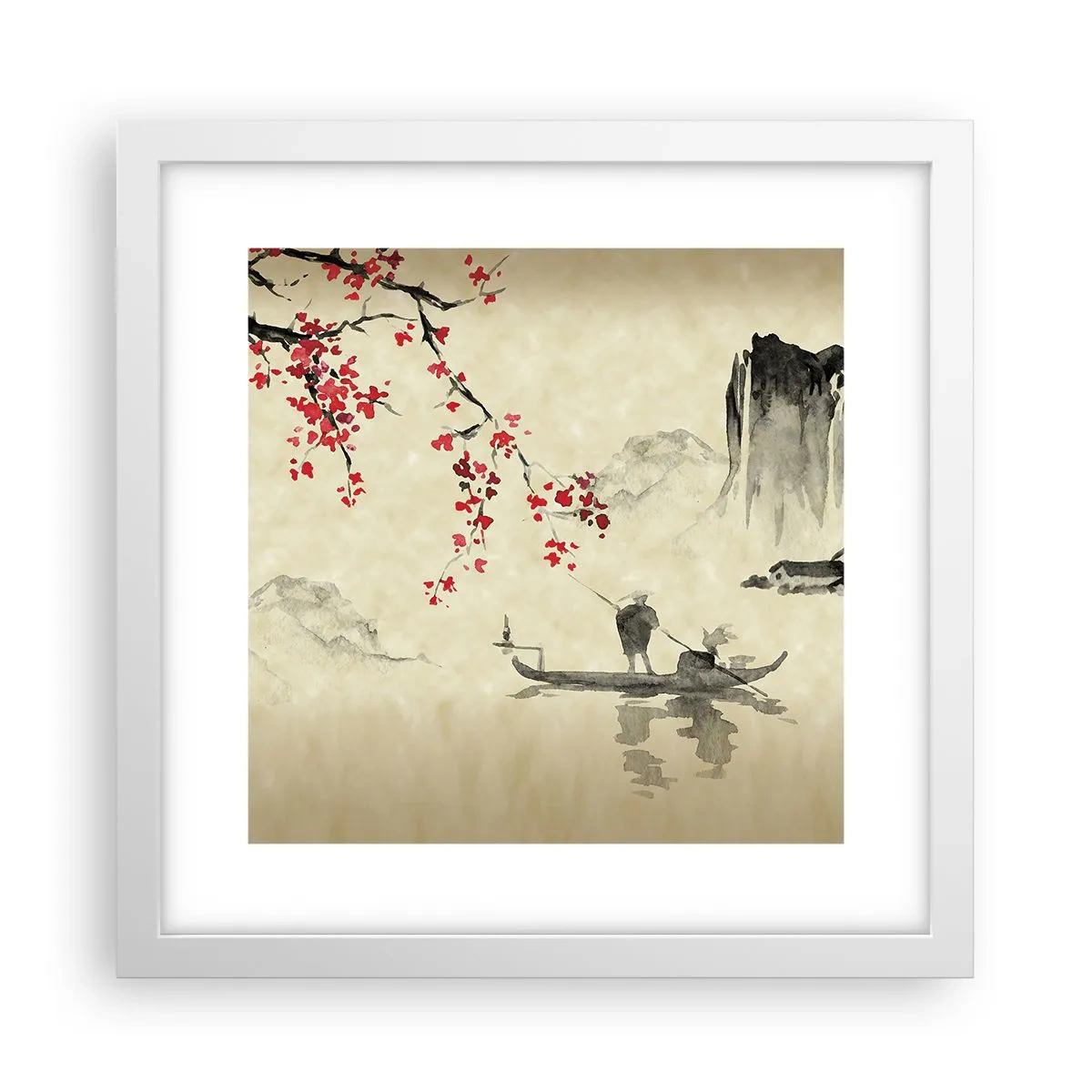 Poster in einem weißen Rahmen - Im Land der blühenden Kirschbäume - 30x30 cm