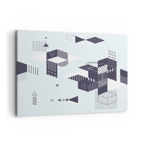 Bild auf Leinwand - Leinwandbild - Moderne geometrische Grafiken in Weiß- und Marineblautönen - 120x80cm - In der Seele eines Mathematikers - Moderne Wanddekoration für Wohnzimmer und Schlafzimmer ARTTOR