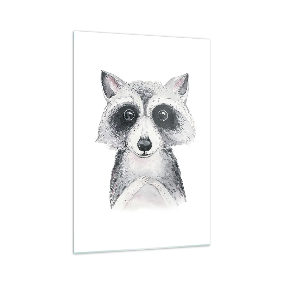 Glasbild - Bild auf glas - Adorable Portrait eines Waschbären auf weißem Hintergrund - 70x100cm - Ein Moment zum Bewegen - Moderne Wanddekoration für Wohnzimmer und Schlafzimmer ARTTOR