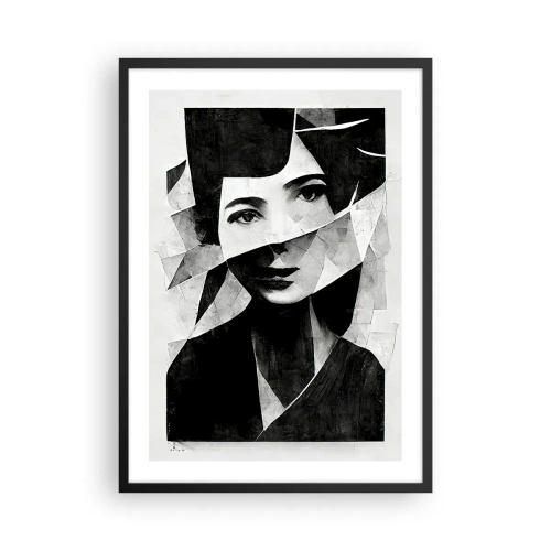 Poster in einem schwarzem Rahmen - Porträt einer Frau in einer abstrakten Komposition - 50x70cm - So, wie du wirklich bist… - Moderne Wanddekoration für Wohnzimmer und Schlafzimmer ARTTOR