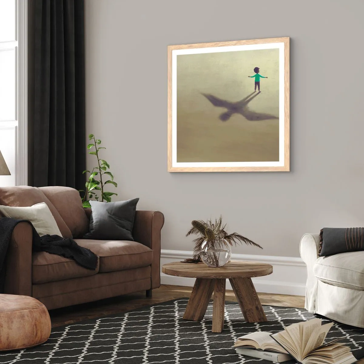 Poster in einem Rahmen aus heller Eiche - Der Held der Zukunft - 60x60 cm