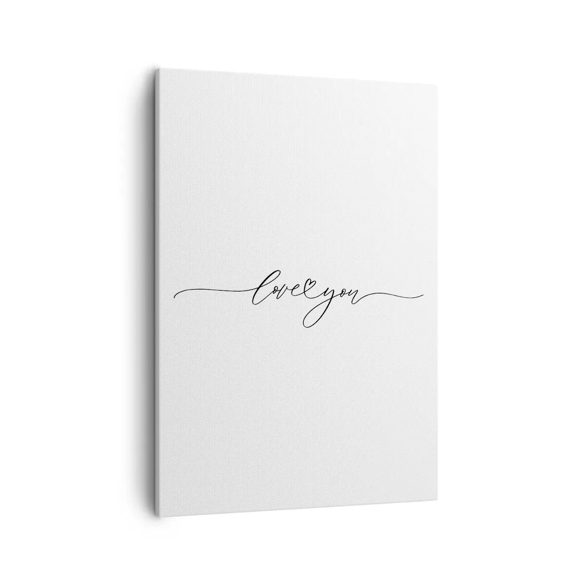 Bild auf Leinwand - Leinwandbild - Die Aufschrift „Ich liebe dich“ in eleganter Schriftart - 50x70cm - Schwarz auf weiß - Moderne Wanddekoration für Wohnzimmer und Schlafzimmer ARTTOR