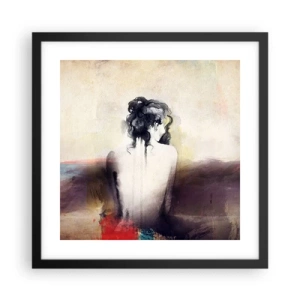 Poster in einem schwarzem Rahmen - Glatte Linien, ovale Formen - 40x40 cm