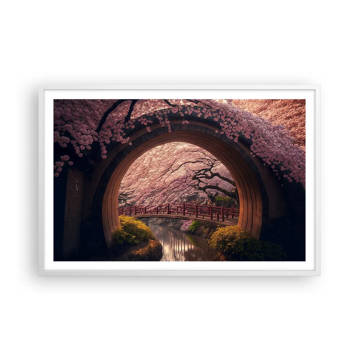 Poster in einem weißen Rahmen - Japanischer Frühling - 91x61 cm