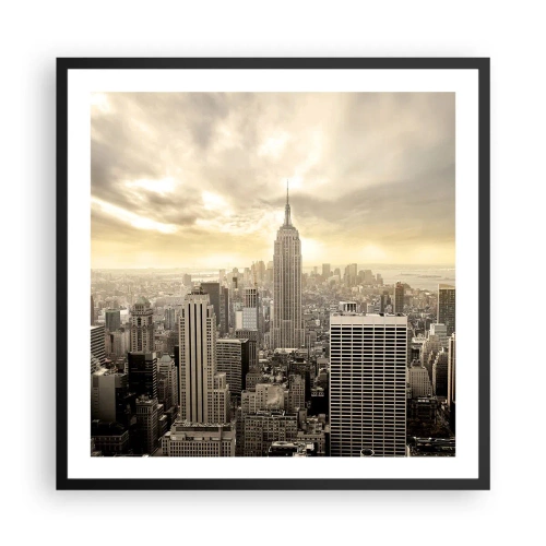 Poster in einem schwarzem Rahmen - New York aus Grau - 60x60 cm