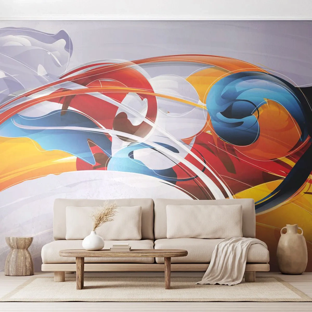 Fototapete Premium Sand - Eine abstrakte Komposition voller Farben und Dynamik - 100x70cm - Der Tanz der Elemente - Moderne Wanddekoration für Wohnzimmer und Schlafzimmer ARTTOR