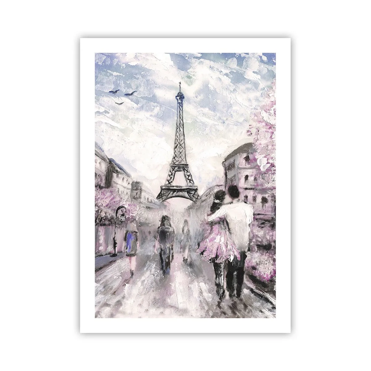 Poster - Eine romantische Szene in Paris mit dem Eiffelturm im Hintergrund - 50x70cm - Wie man sich verlieben kann, ist nur in ... - Moderne Wanddekoration für Wohnzimmer und Schlafzimmer ARTTOR