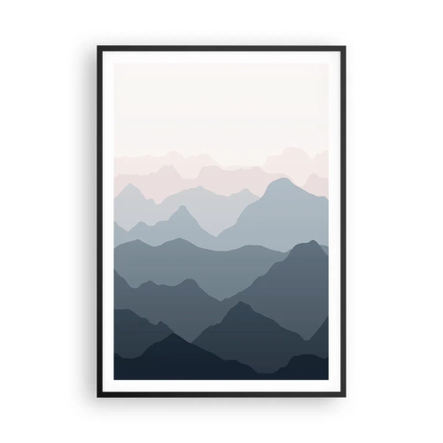 Poster in einem schwarzem Rahmen - Wellen der Berge - 70x100 cm