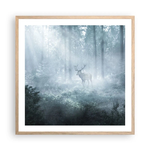 Poster in einem Rahmen aus heller Eiche - Morgenvisite auf dem Grundstück - 60x60 cm