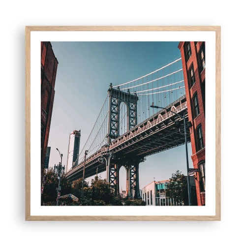 Poster in einem Rahmen aus heller Eiche - Über den Wellen der Stadt - 60x60 cm