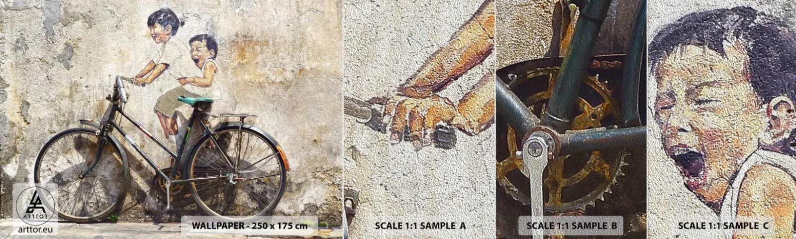 Fototapeten Muster Premium Sand - Richtig oder falsch? - Abstraktion, Wandgemälde, Fahrrad - 100x30 cm