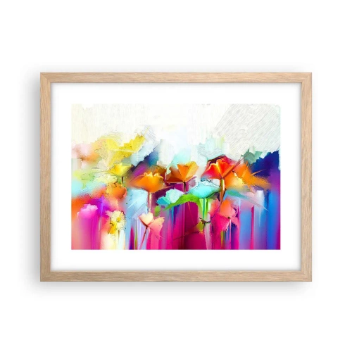 Poster in einem Rahmen aus heller Eiche - Der Regenbogen ist aufgeblüht - 40x30 cm