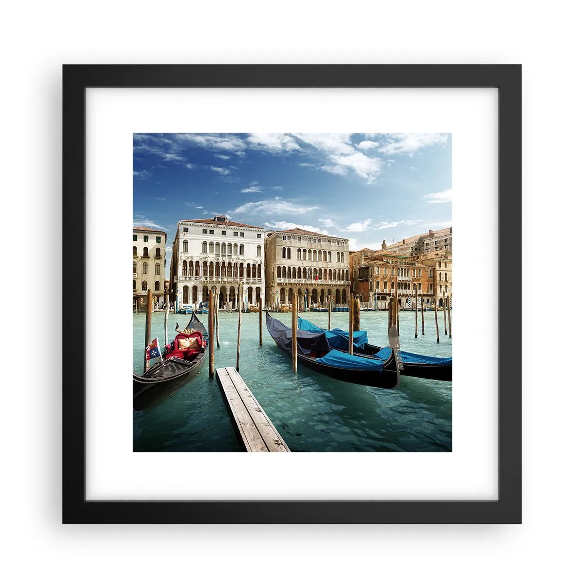 Poster in einem schwarzem Rahmen - Paläste in Blau - 30x30 cm