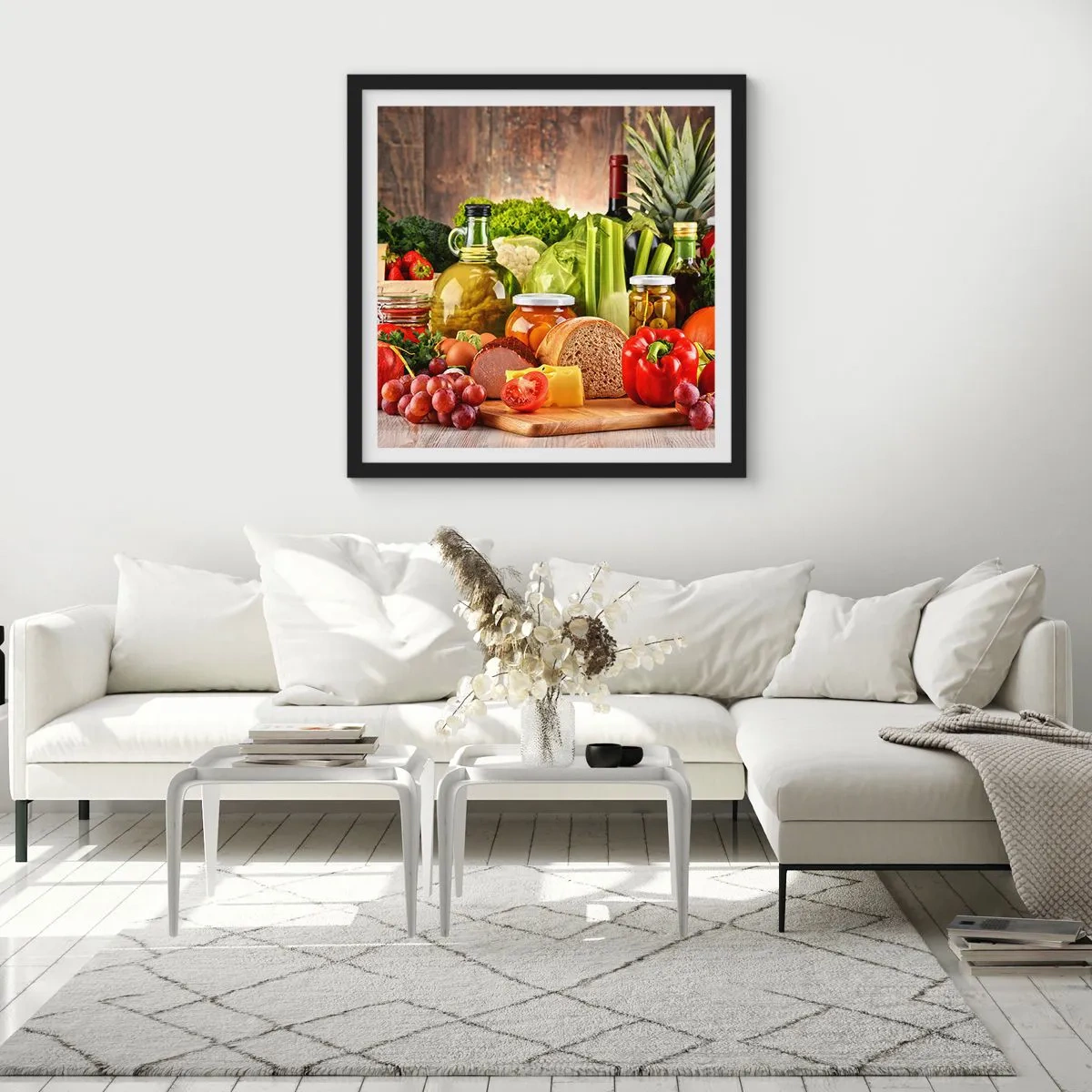 Poster in einem schwarzem Rahmen - Geräuchert, gebacken und eingelegt - 30x30 cm