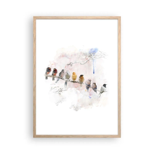 Poster in einem Rahmen aus heller Eiche - Geflügeltes Treffen - 50x70 cm