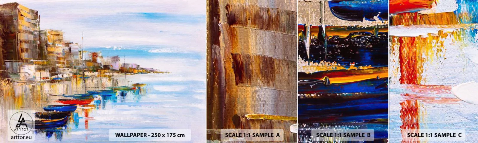 Fototapetenmuster Standard Eco - Bunte urbane Oase - Landschaft, Hafen, Strand - 100x30 cm