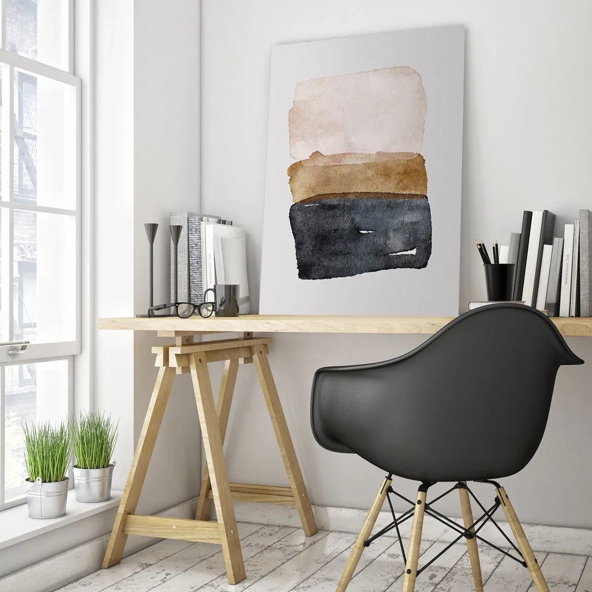 Glasbild - Bild auf glas - Abstrakte Flecken in Schwarz-, Braun- und Beigetönen - 50x70cm - Die Komposition der Farben der Erde - Moderne Wanddekoration für Wohnzimmer und Schlafzimmer ARTTOR