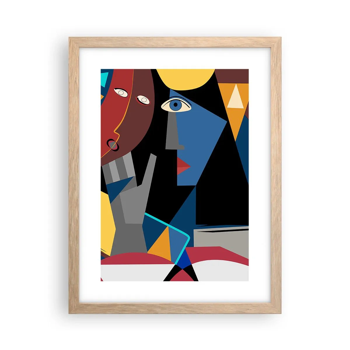 Poster in einem Rahmen aus heller Eiche - Gespräch zwischen Kubisten - 30x40 cm