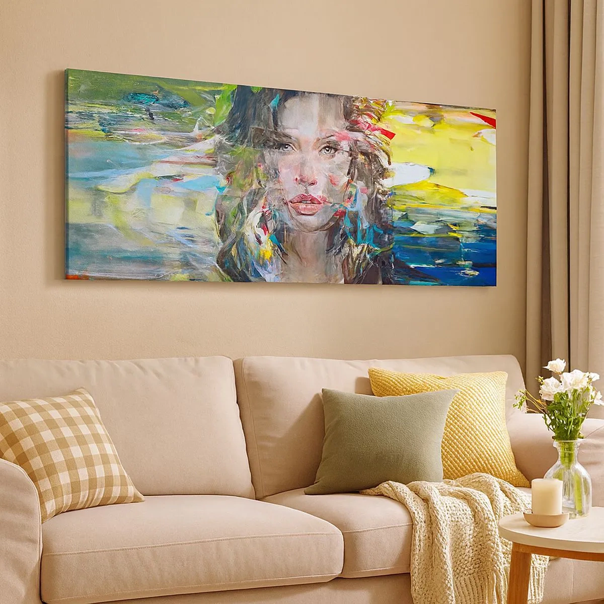 Bild auf Leinwand - Leinwandbild - Hinter der Luft ein Vorhang - 100x40 cm