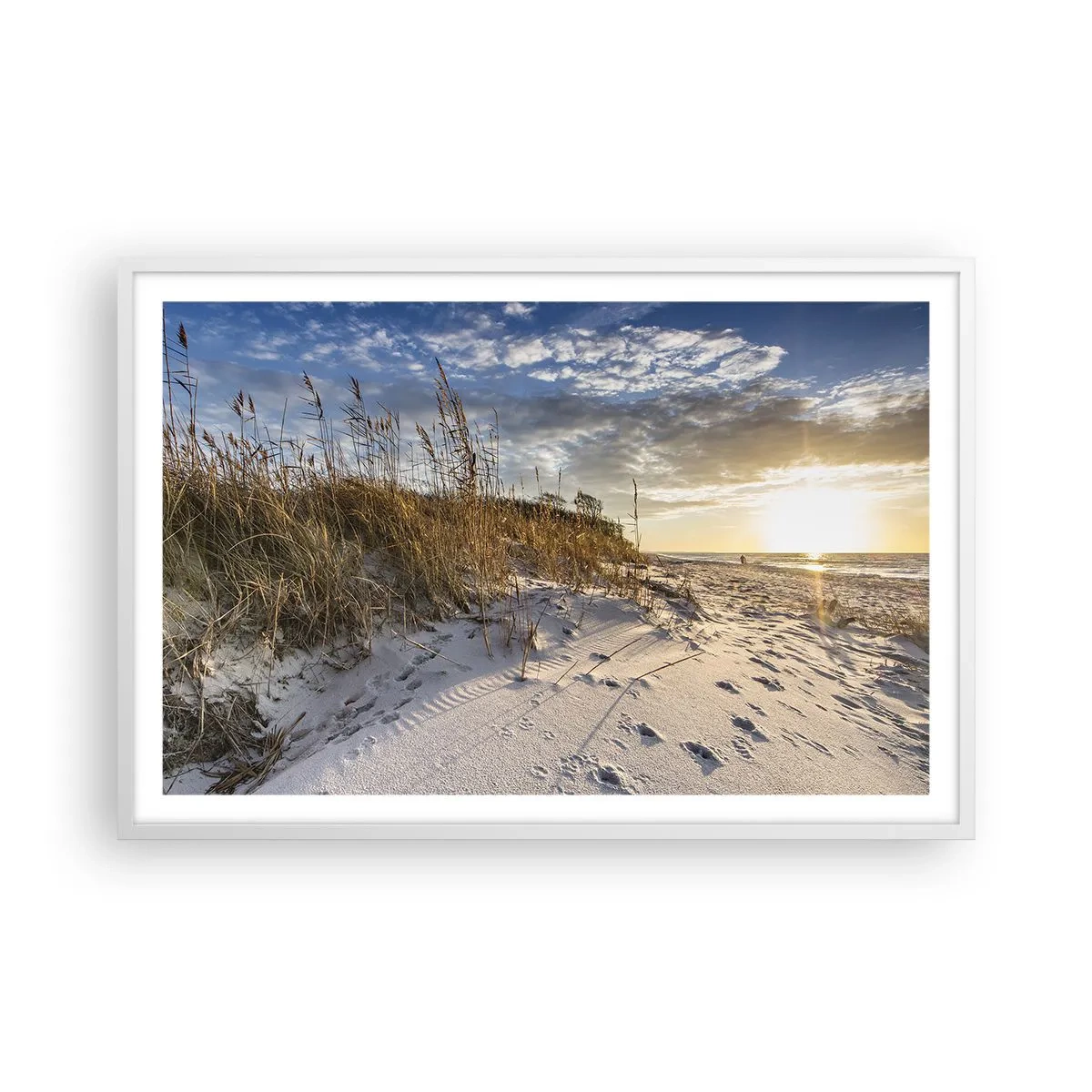 Poster in einem weißen Rahmen - Einladung zu einem Spaziergang - 91x61 cm